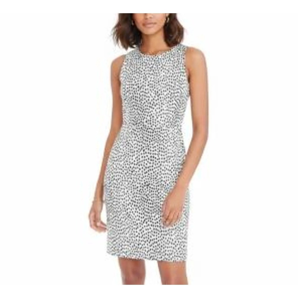 J‎ Crew Factory Womens Size 4 Navy Basketweave Oncilla Print Sheath Dress